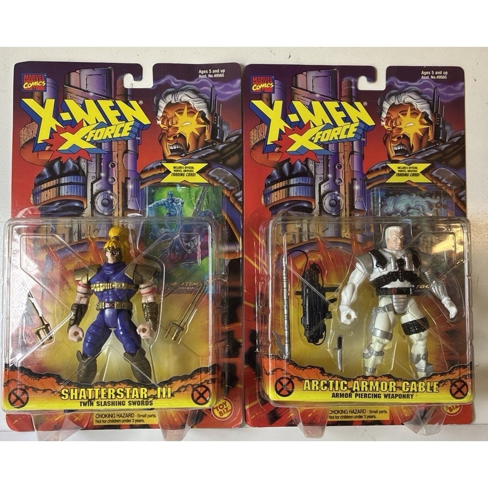 Set of 2 1996 Toy Biz Marvel X-Force Arctic Cable Stealth  Shatterstar III (50T)